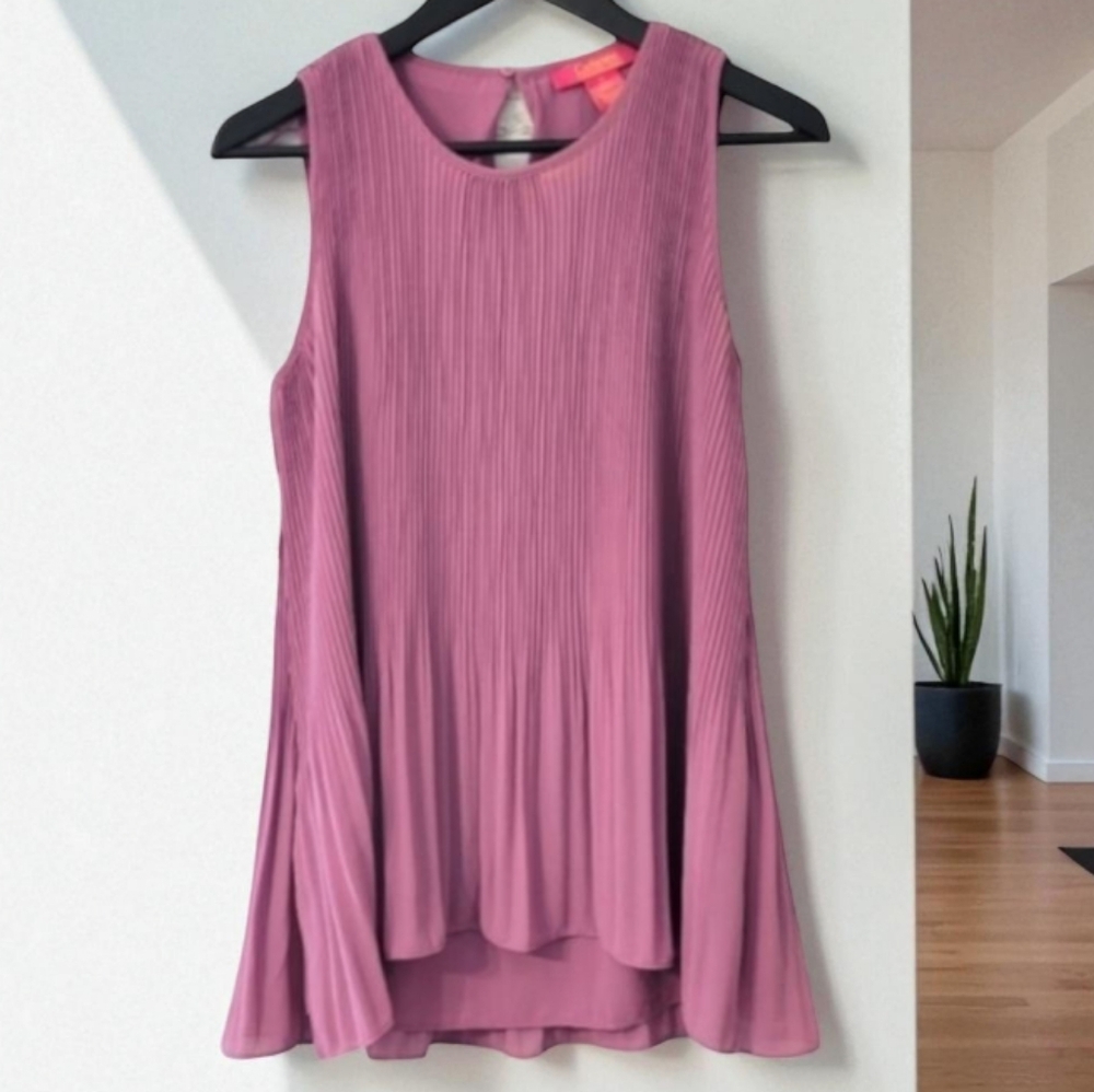 Catherine Malandrino Lilac Sleeveless Pleated Accordion Top